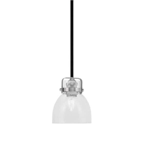 Unbranded Decatur 60-Watt 1-Light Black and Nickel Light Mini Pendant with 6 in. Clear Bubble Glass Shade, No Bulb Included