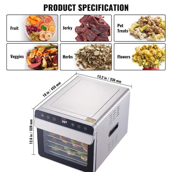 Food Dehydrator 4 Presets Large Capacity 600W Dehydrated Dryer Machine 8  Stainless Steel Trays 48H Timer 165°F Temperature - Yahoo Shopping