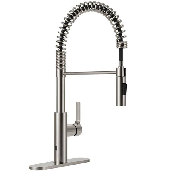 ANZZI Ola Hands Free Touchless 1-Handle Pull-Down Sprayer Kitchen Faucet with Motion Sense and Fan Sprayer in Brushed Nickel