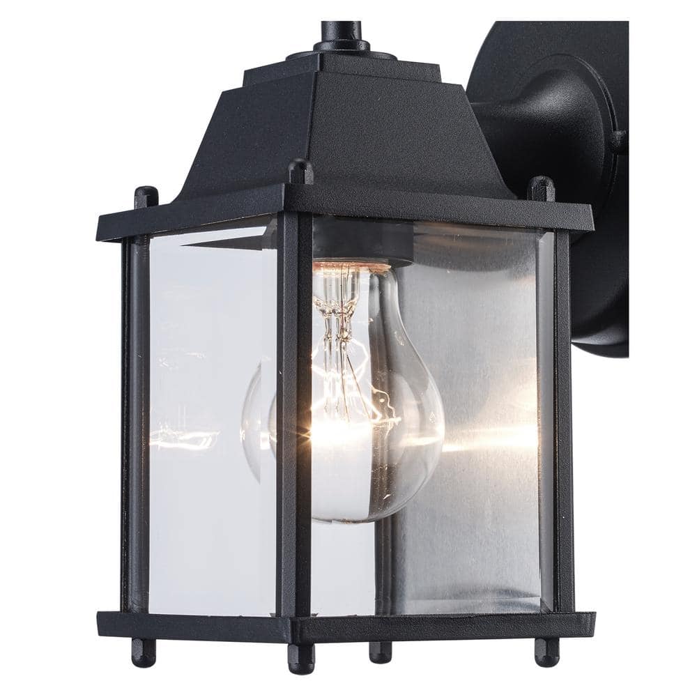 Patrician Black Clear Glass Outdoor Wall Lantern Sconce