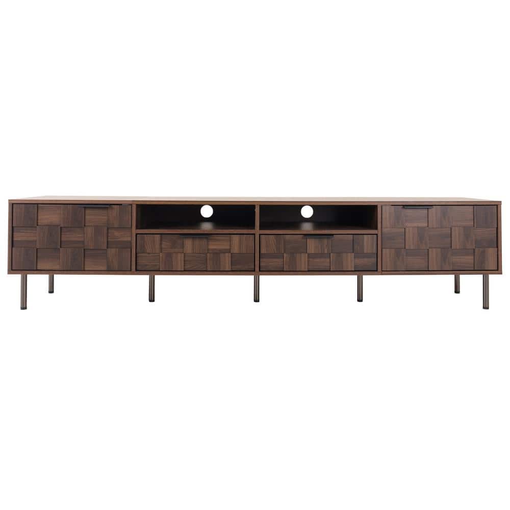 78.7 in. W x 15.7 in. D x 17.7 in. H Dark Brown Mid Century Linen Cabinet w