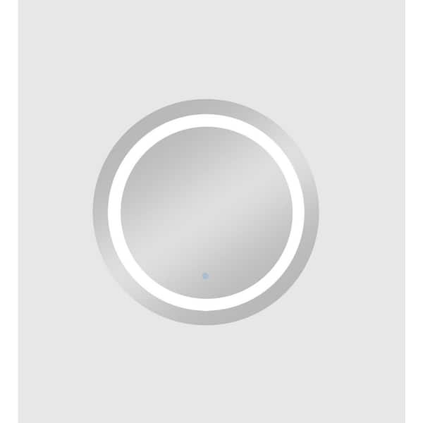 Unbranded 30 in. W x 30 in. H Anti-Fog Mirror Contemporary Lighted Mirror Round Frameless Wall Mounted Bathroom Vanity Mirror