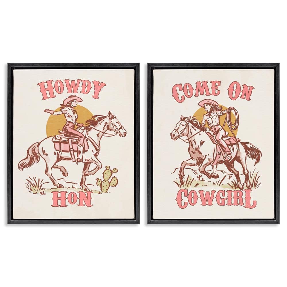 Pastel Cowgirl Phrases by Victoria Barnes 2 Pieces Black Floater Frame Typography Graphic Art Print 21 in. x 17 in. price history on PriceWatchPro