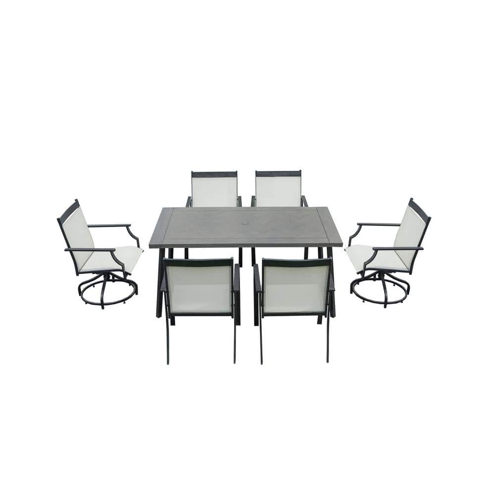 moda furnishings Celling Black 7-Piece Metal Rectangular Outdoor Dining Set