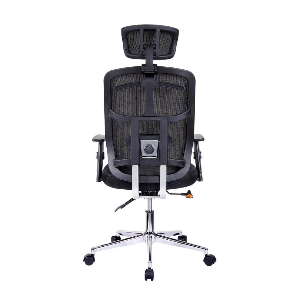 Executive High-Back Black Mesh Swivel Office Chair with Metal Base
