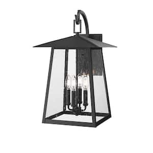 Rainer 23 in. Black Outdoor Hardwired Wall Sconce with no bulbs included