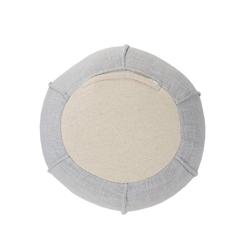 18-Inch Gray Cotton Round Pouf Ottoman