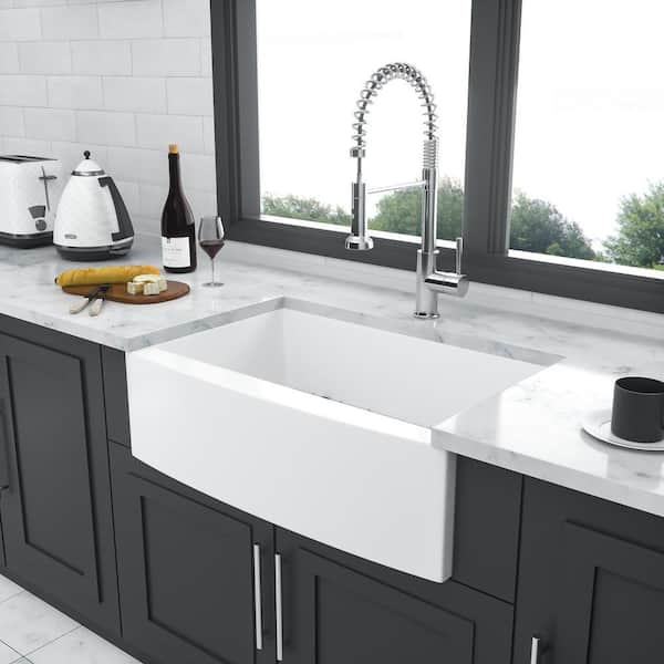 Xzkai 33 in. Farmhouse/Apron-Front Single Bowls Ceramic Kitchen