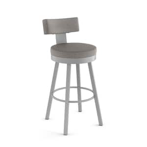Morgan 26.6 in. Silver Grey Polyester / Shiny Grey Metal Low Back Swivel Counter Stool