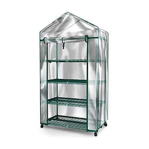 4-Tiers 28 in. W x 20 in. D x 67 in. W Indoor Outdoor Steel Transparent Greenhouse with Wheels-Use in Any Season