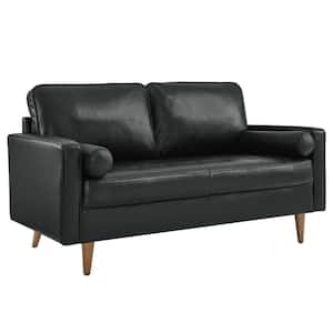 Valour 61.5 in. 2 Seat Leather Loveseat in Black