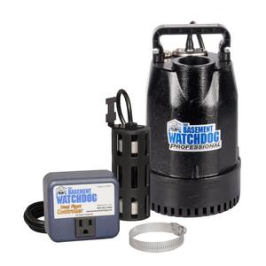 1/3 HP Cast Iron Submersible Sump Pump with Top Discharge and Caged Dual Float Switch and Controller