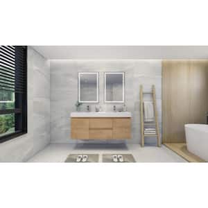 Fortune 60 in. W Bath Vanity in New England Oak with Reinforced Acrylic Vanity Top in White with White Basins