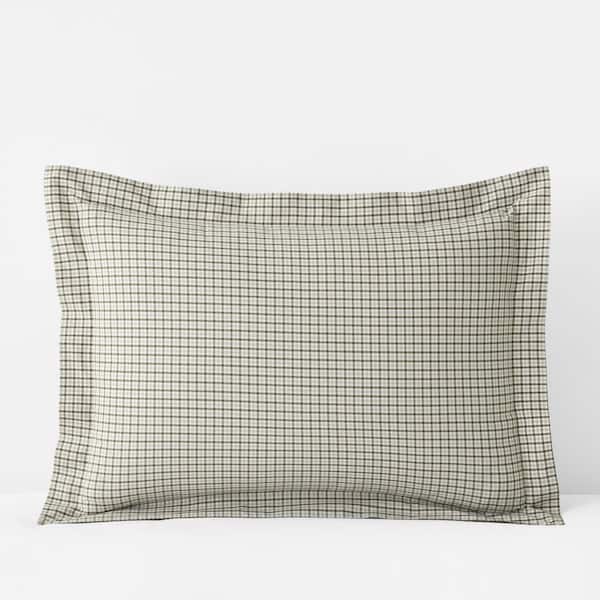 Company Cotton Mini Check Yarn-Dyed Mini Check Green Cotton Percale Standard Sham