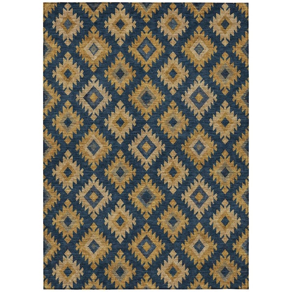 Chantille Machine Washable Indoor/Outdoor Abstract ACN2952 Navy 3 ft. x 5 ft. Area Rug
