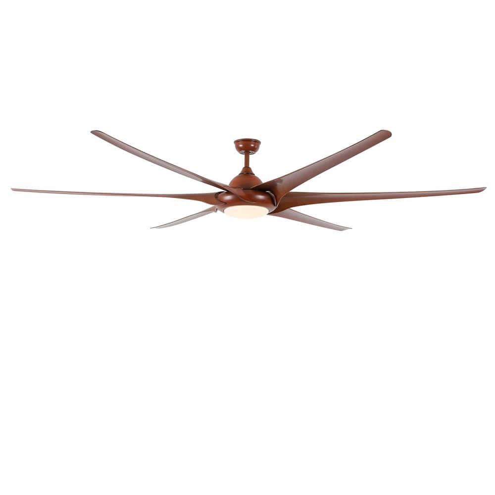 100 in. LED Indoor Walnut Ceiling Fan with Lights and Remote, LED Dimmable 