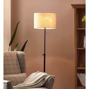 65 in. Adjustable Black Metal Floor Lamp with Pull Chain Switch