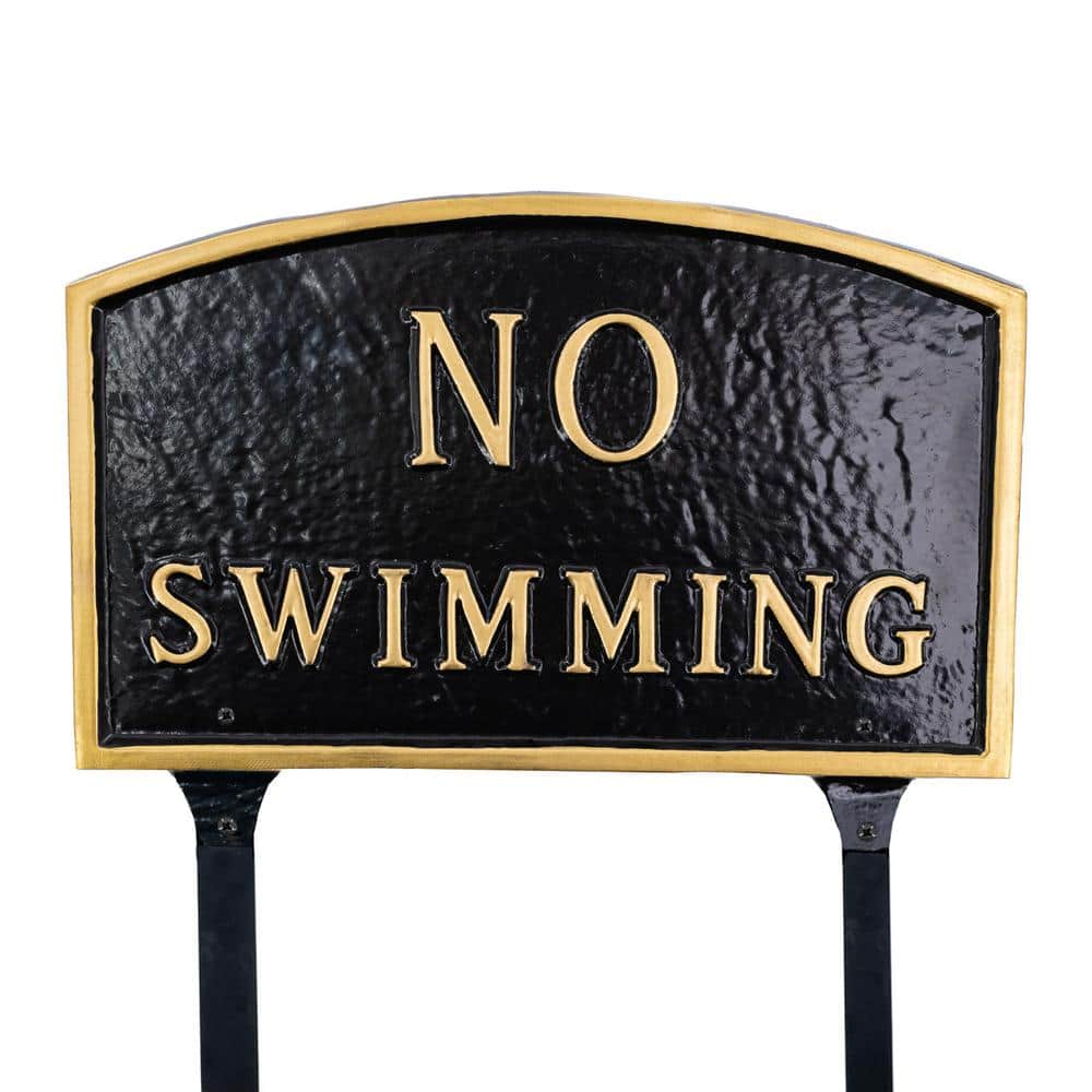 13 in. x 21 in. Large Arch No Swimming Statement Plaque Sign with Lawn Stakes - Black/Gold price history on PriceWatchPro