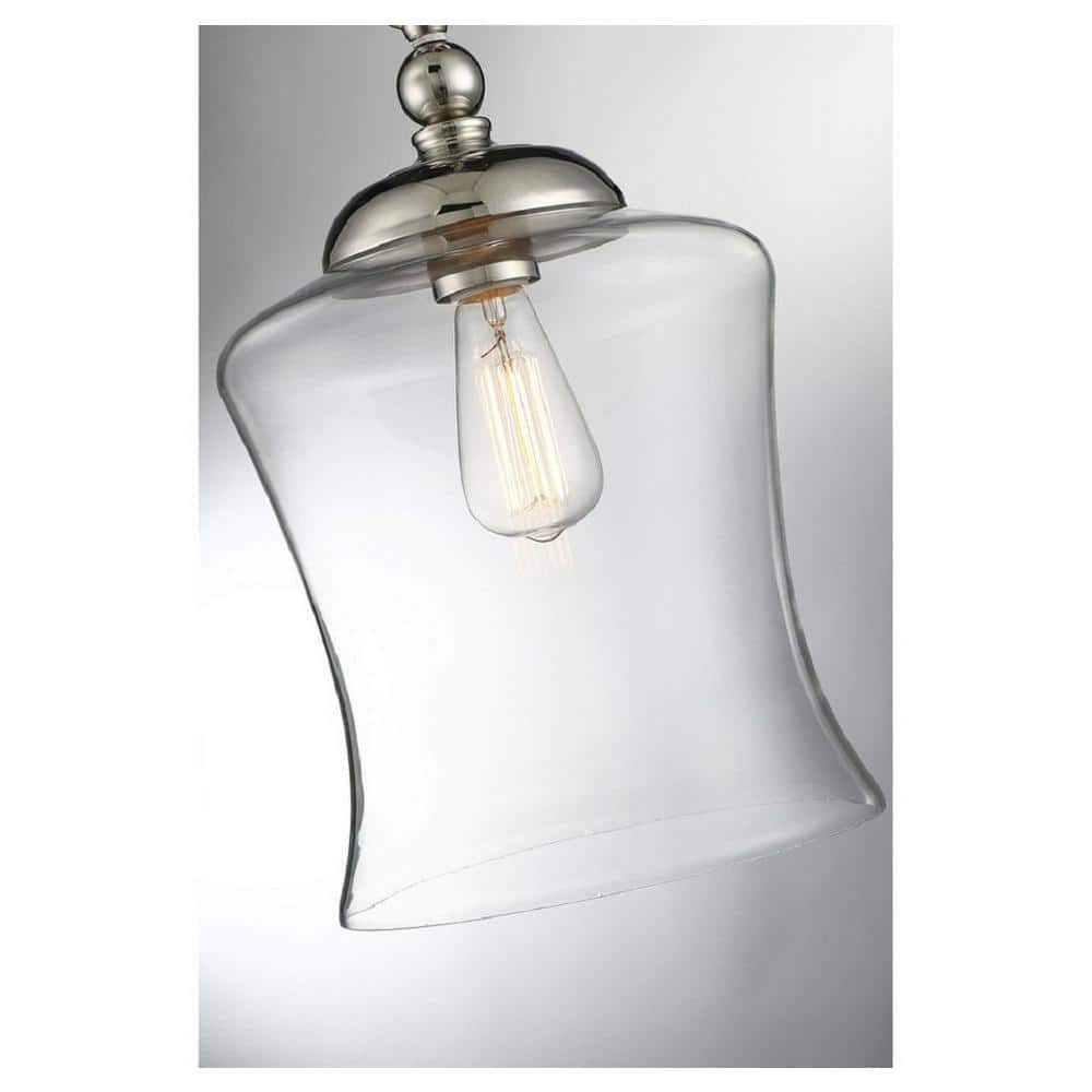 Savoy Elegance 1-Light Polished Nickel Mini Pendant with Clear Glass Shade