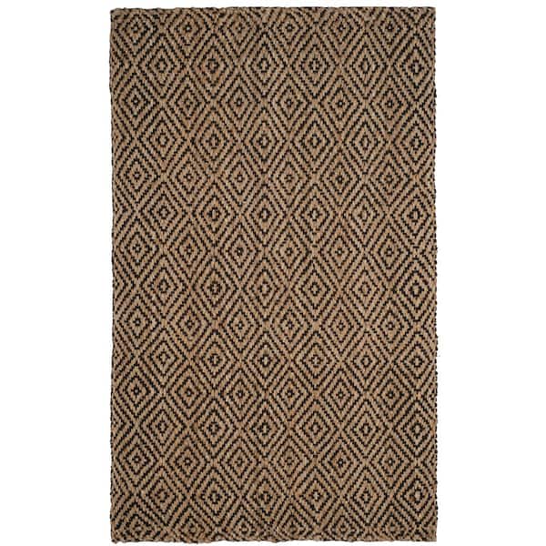 SAFAVIEH Natural Fiber Beige/Black 4 ft. x 6 ft. Geometric Area Rug