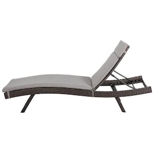 Miller Multi-Brown Armless Faux Rattan Outdoor Patio Chaise Lounge with Charcoal Cushion