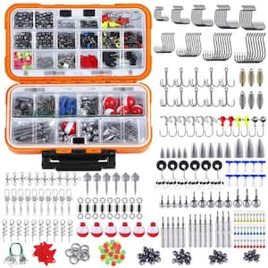 343-Piece Fishing Accessories Kit with Jig Hooks, Fishing Sinker Weights, Swivels Snaps, Sinker Slides and Tackle Box