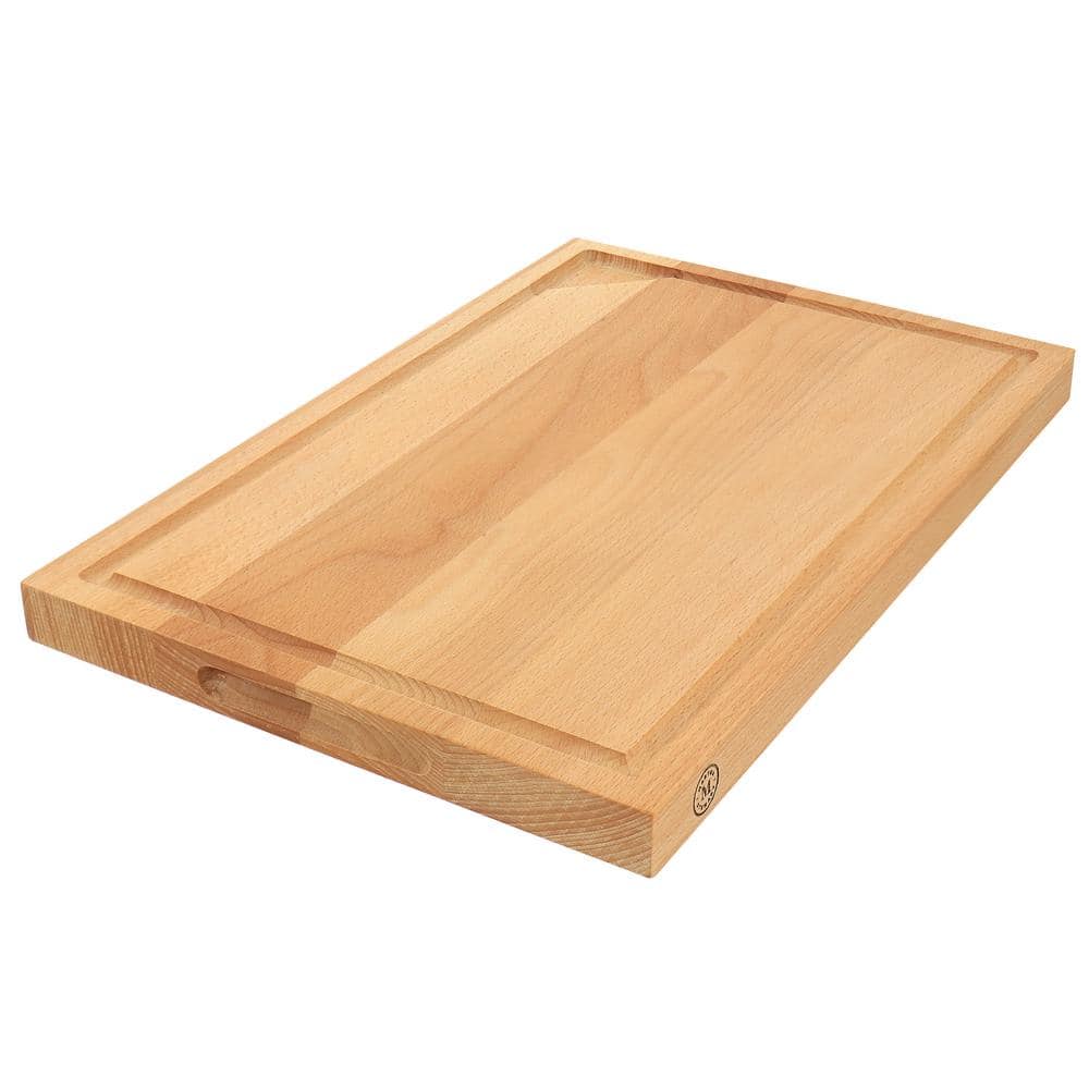 18" x 12" Beech Wood Rectangular Cutting Board with Grooves