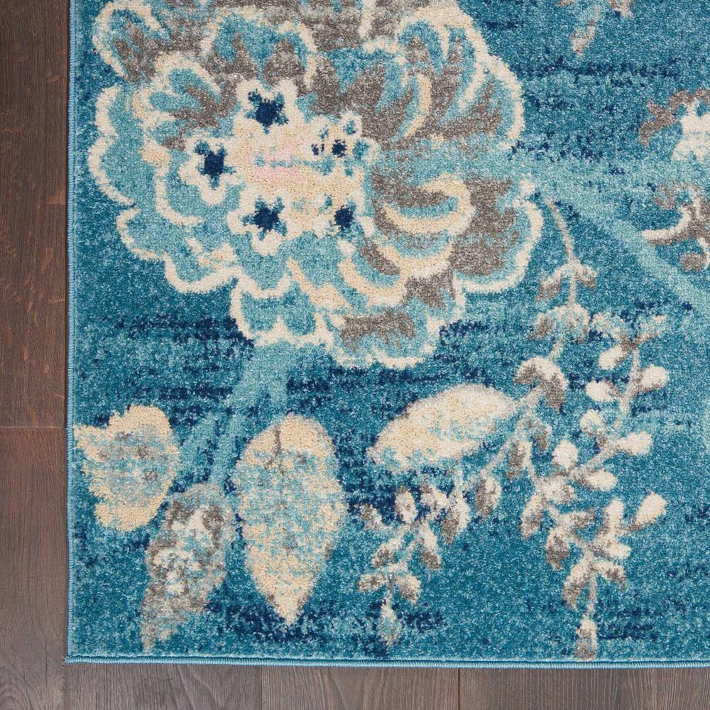 Turquoise Floral Synthetic 6' x 9' Rectangular Area Rug