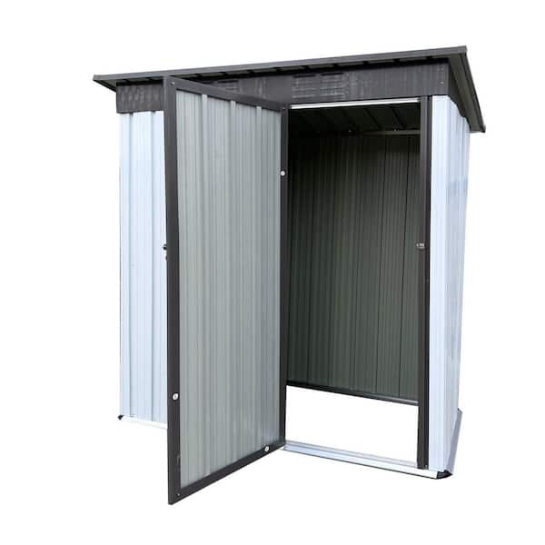 Tidoin 6 ft. W x 4 ft. D Black Lockable Metal Shed with Double Doors (24 sq. ft.)