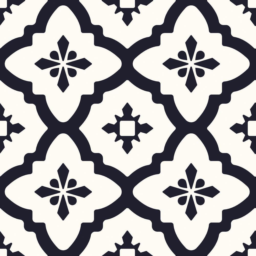 Comet Black and White Geometric Peel and Stick Vinyl Floor Tiles
