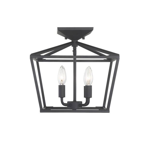 black lantern flush mount light