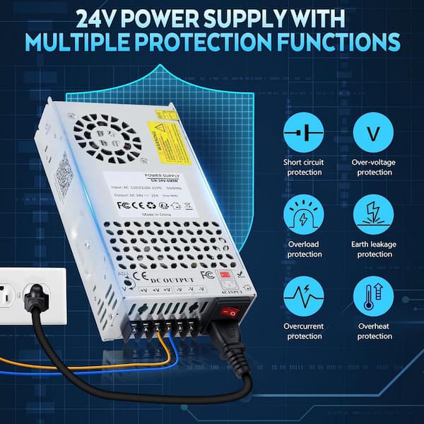 YICHUHAOXI 24V 25A 600W DC Switching Power Supply Universal