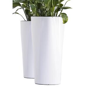 Xbrand 22 in. Tall White Plastic Nested Self Watering Indoor/Outdoor Triangle Planter Pot with Glossy Finish (Set of 2)