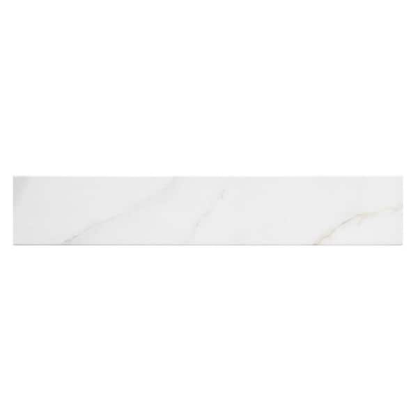 Porlan Tulane White 3-in. x 17-in. Marble Look Matte Porcelain Floor and Wall Subway Tile (11.41 sq. ft. /Case)