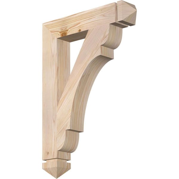 Ekena Millwork 3.5 in. x 28 in. x 20 in. Douglas Fir Olympic Arts and Crafts Smooth Bracket