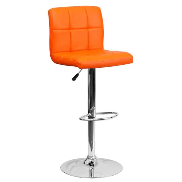Flash Furniture 34 in. Adjustable Height Orange Cushioned Bar Stool