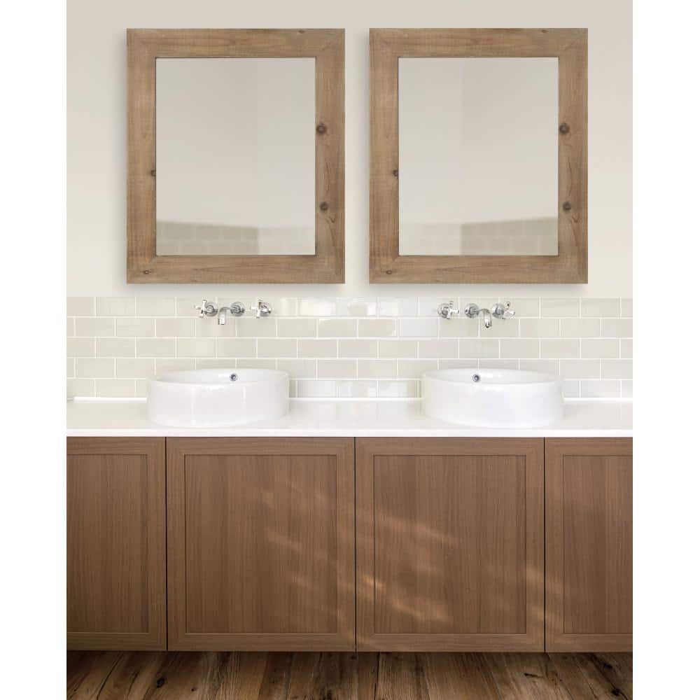 Garvey 36" x 30" Rustic Brown Solid Wood Full-Length Vanity Mirror