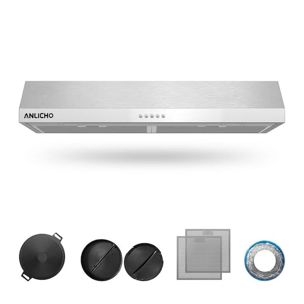 30 in. 300 CFM Ducted Under Cabinet Range Hood in Stainless Steel with 2-Way Venting and LED Lights