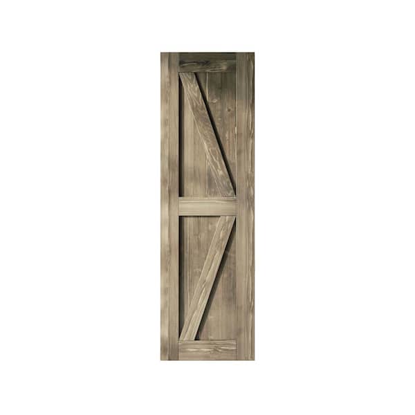 HOMACER 22 in. x 84 in. K-Frame Classic Gray Solid Natural Pine Wood Panel Interior Sliding Barn Door Slab with Frame