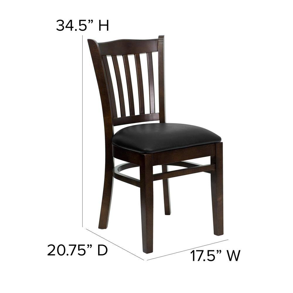 High Slat Windsor Side Chair in Walnut with Black Vinyl Seat