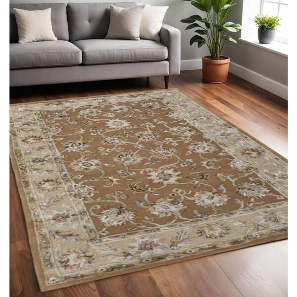 Ivory 5 x 8 ft. Tufted Floral Rectangle Indoor Area Rug