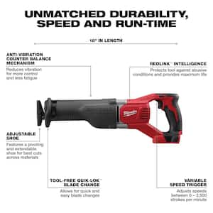 M18 18-Volt Lithium-Ion Cordless SAWZALL Reciprocating Saw with (2) M18 5.0Ah Batteries