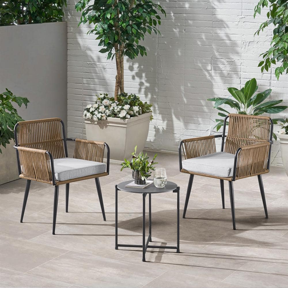 Modern Faux Stone 20" Square Black Aluminum Outdoor Cocktail Table