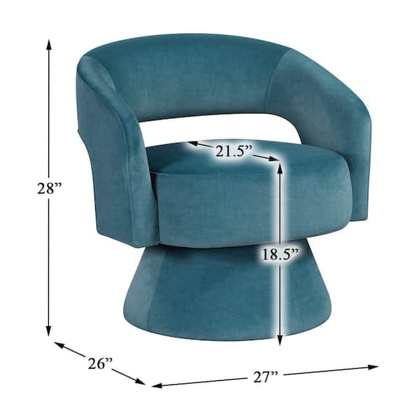 Lazzara Laurie Dark Teal Velvet Upholstery Swivel Arm Chair
