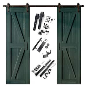 20 in. x 84 in. K-Frame Royal Pine Double Pine Wood Interior Sliding Barn Door with Hardware Kit Non-Bypass
