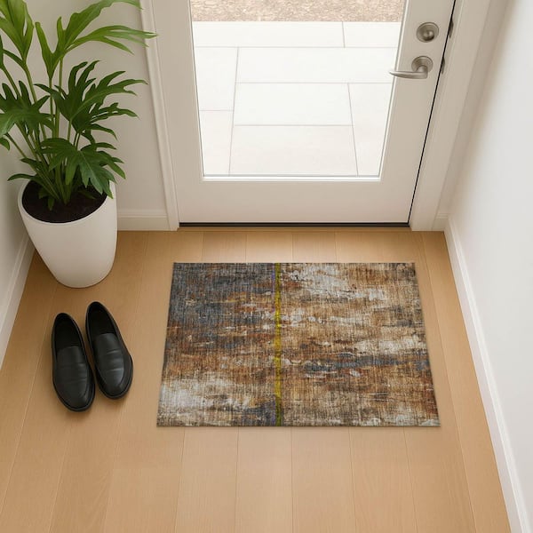 Mayfield Premium Machine Washable Abstract AMF1683 Rust 2 ft. x 3 ft. Area Rug