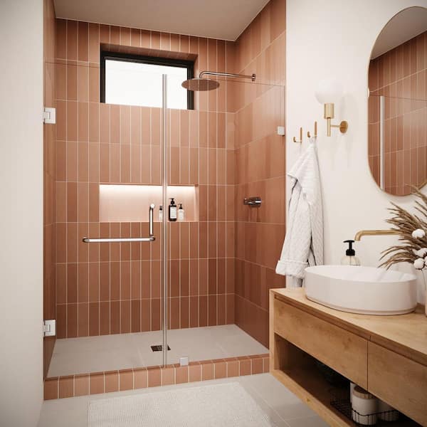 Streamline Norman 48 in. x 72 in. Pivot Frameless Shower Door, CrystalTech Treated 5/16 in. Tempered Clear Glass in Chrome Hardware