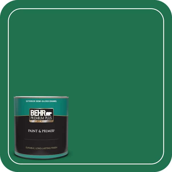 BEHR PREMIUM PLUS 1 qt. #470B-7 Climbing Ivy Semi-Gloss Enamel Exterior Paint & Primer
