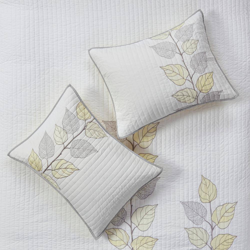 King Size Yellow and White Microfiber Reversible Quilt Set