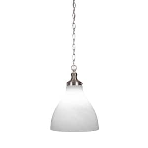 Alton 60-Watt 1-Light Brushed Nickel Shaded Mini Pendant Light with Glass Shade